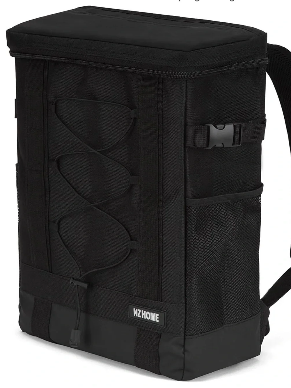 Black Men's Backpack Cooler Bag with Front Bungee